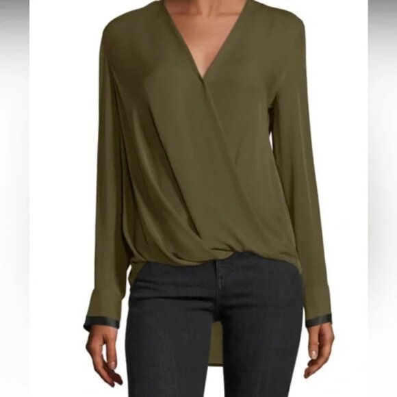 Rag & Bone Dark Olive Victor Silk Blouse Size S - Picture 1 of 2